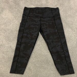 Lululemon Black Camo High-Waist Capri